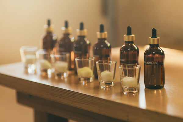 Pouring the finished perfume bottle