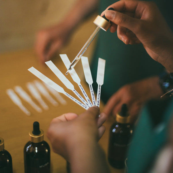 Testing scent combinations on a blotter